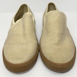 Toms Shoes Womens 8 Birch Clemente Burlap Retro Slip On 10012389 Beige Canvas
